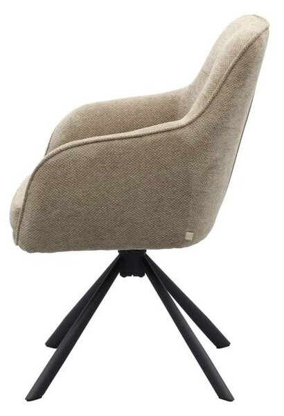 Smeđe-siva podstavljena blagovaonska stolica s naslonima za ruke Avola – Unique Furniture
