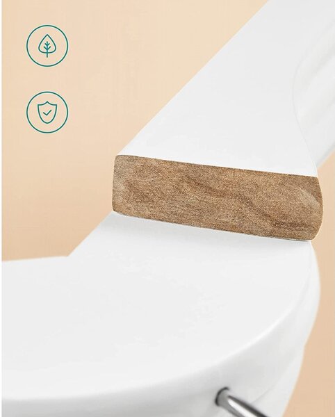 Set od 10 drvenih, protukliznih vješalica, standardnog oblika, bijele | SONGMICS