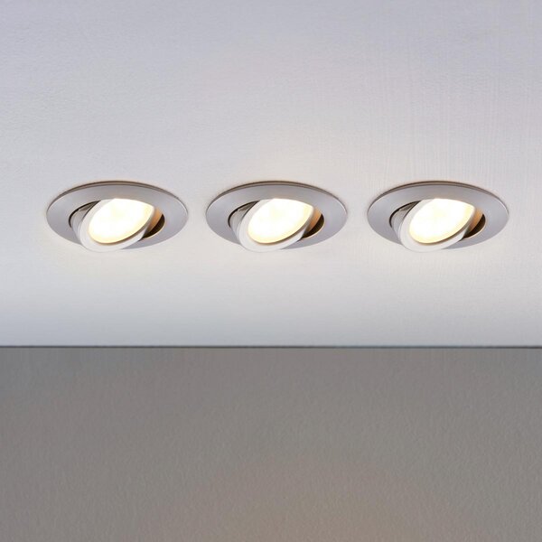Lindby LED ugradbeni reflektor Andrej, okrugli, aluminij, set 3 kom, Metalik, Dnevni boravak/blagovaonica, Plastika, Okrugla ugradna svjetla