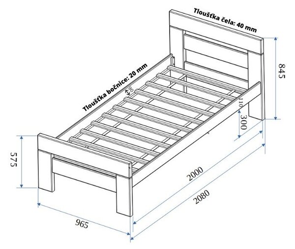 Krevet od masivne bukve s podnicom 90x200 cm u prirodnoj boji Fiorentino – B.E.S