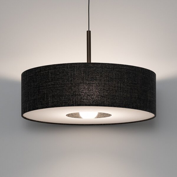 Nowodvorski Lighting Amarela L viseća svjetiljka, crna melanž, tekstil, E27, prigušiva, Crno, Dnevni boravak/blagovaonica, Tkanina / tekstil