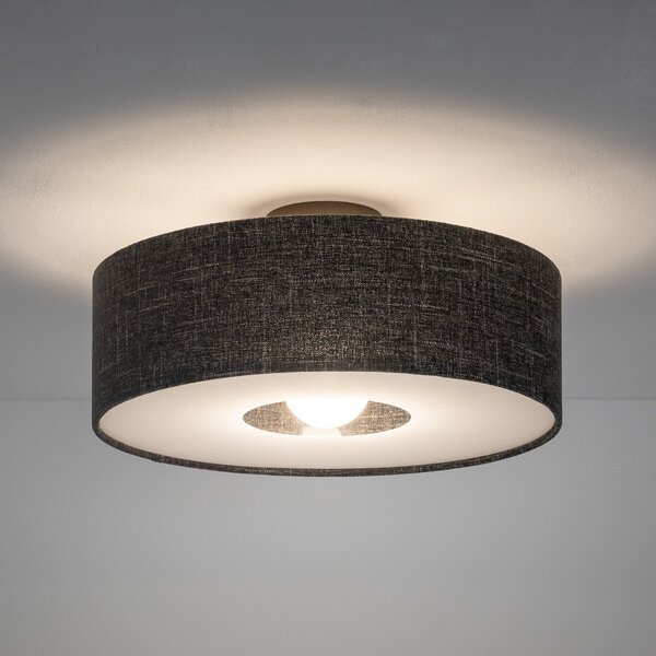 Nowodvorski Lighting Stropna svjetiljka Amarela M, crna melanž, tekstil, E27, prigušiva, Crno, Dnevni boravak/blagovaonica, Tkanina / tekstil