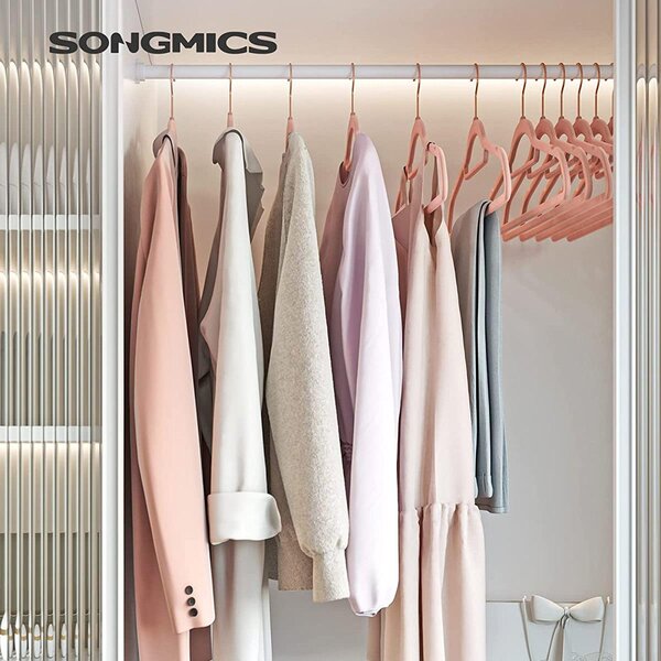 Set od 50 protukliznih, baršunastih vješalica, ružičaste boje | SONGMICS