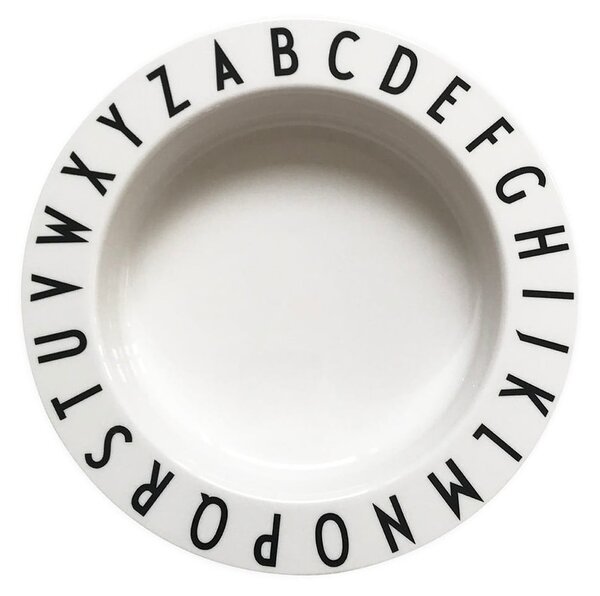 Bijeli dječji duboki tanjur Design Letters Eat & Learn, ø 15,5 cm