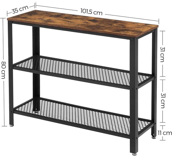 Moderan konzolni stol s 2 police 101,5 x 35 x 80 cm | VASAGLE