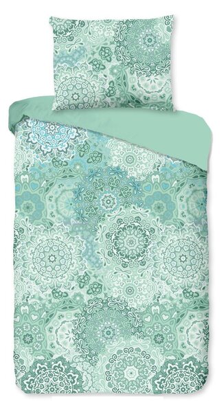 Zelena pamučna posteljina za bračni krevet Bonami Selection Mandala, 160 x 200 cm