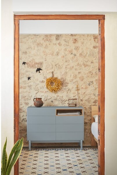 Plava/siva niska komoda 120x90 cm Corvo – Teulat