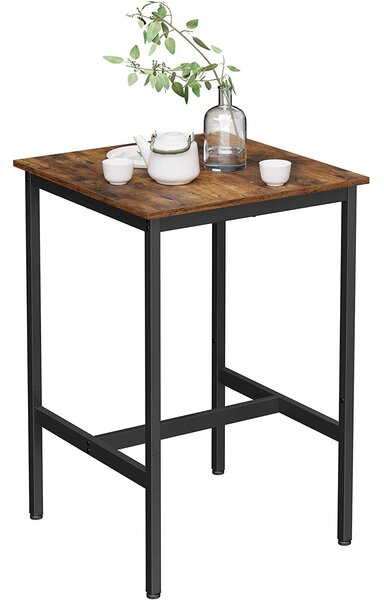 Pravokutni visoki barski stol 60 x 60 x 92 cm, rustikalno smeđa i crna | VASAGLE