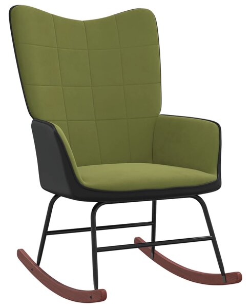 VidaXL Stolica za ljuljanje svjetlozelena od baršuna i PVC-a
