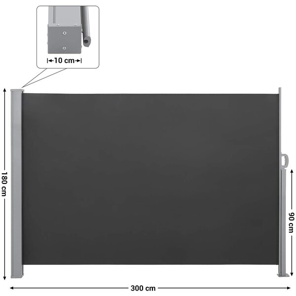 Bočna tenda, vanjska tenda na uvlačenje, 180 x 300 cm, dimno siva | SONGMICS