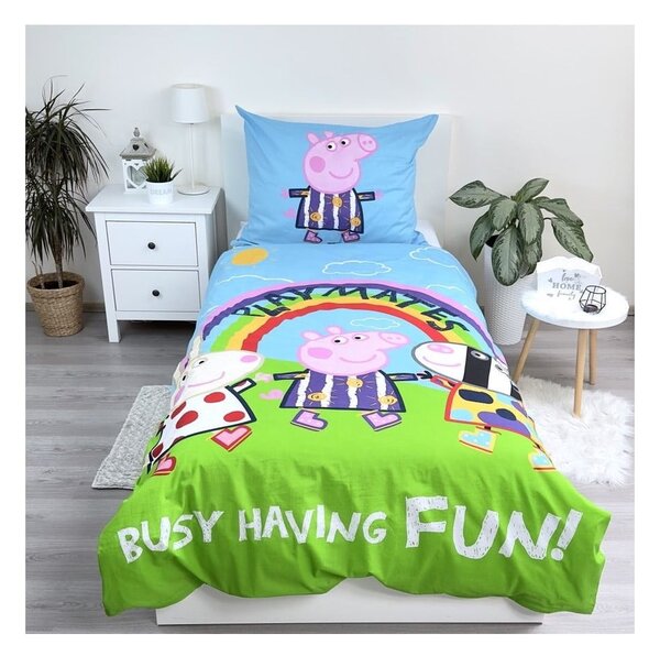 Pamučna dječja posteljina sa svjetlećim efektom za krevet za jednu osobu 140x200 cm Peppa Pig – Jerry Fabrics