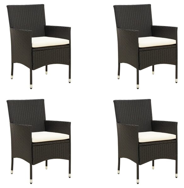 VidaXL Vrtne stolice s jastucima 4 kom od poliratana crne
