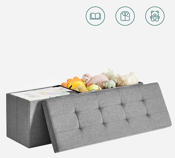 Sklopiva klupa za odlaganje kapaciteta 120 L, 110 x 38 x 38 cm, svijetlo siva