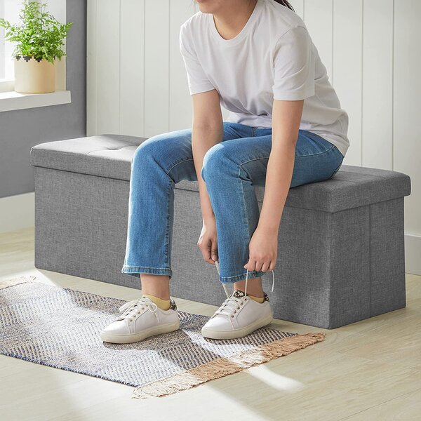 Sklopiva klupa za odlaganje kapaciteta 120 L, 110 x 38 x 38 cm, svijetlo siva