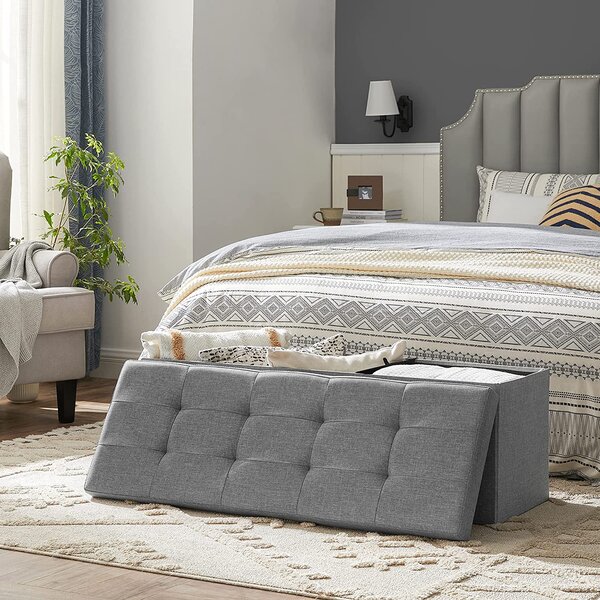 Sklopiva klupa za odlaganje kapaciteta 120 L, 110 x 38 x 38 cm, svijetlo siva
