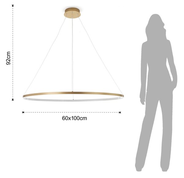Luster u zlatnoj boji Tomasucci Oval Ring, visina 92 cm