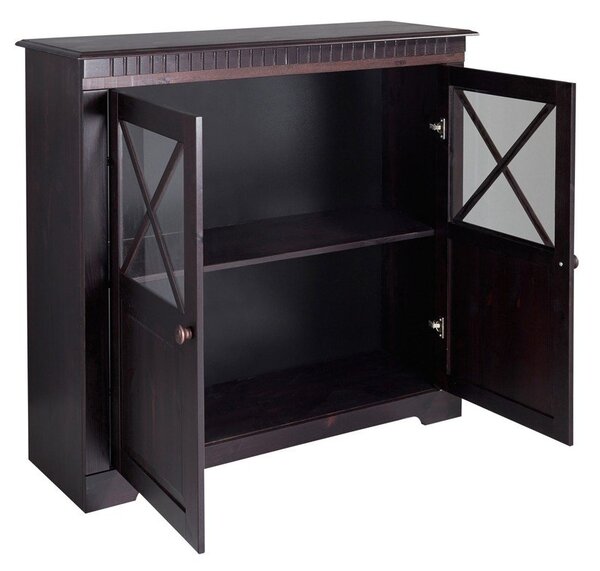 Tamno smeđa vitrina od masivnog bora 95x35 cm Lisa – Støraa