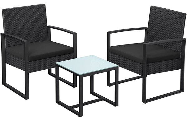 Set vrtnog namještaja, 53 x 76 x 57,5 cm, crni