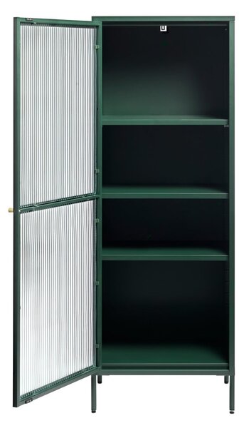 Zelena metalna vitrina Unique Furniture Bronco, visina 160 cm