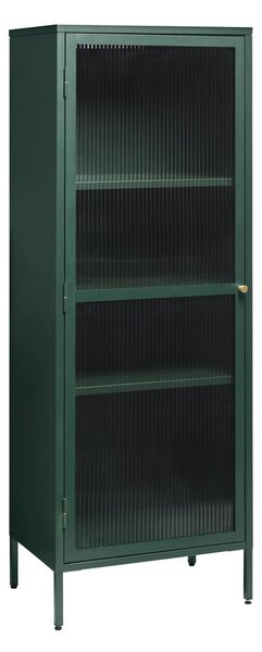Zelena metalna vitrina Unique Furniture Bronco, visina 160 cm