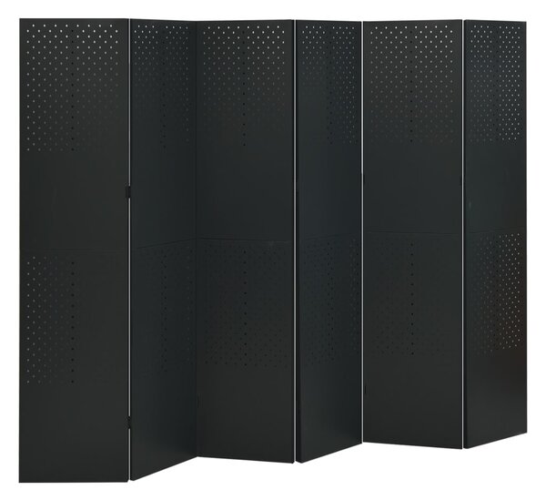 VidaXL Sobna pregrada sa 6 panela crna 240 x 180 cm čelična