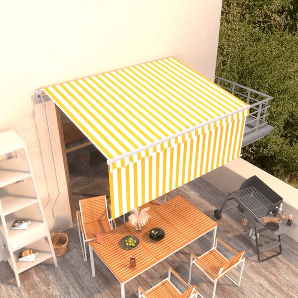 VidaXL Automatska tenda na uvlačenje s roletom 3,5 x 2,5 m žuto-bijela