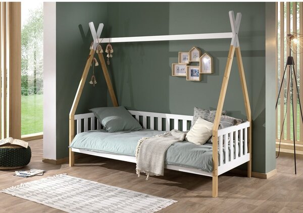 Bijeli dječji krevetić s ogradom Vipack Tipi, 90 x 200 cm