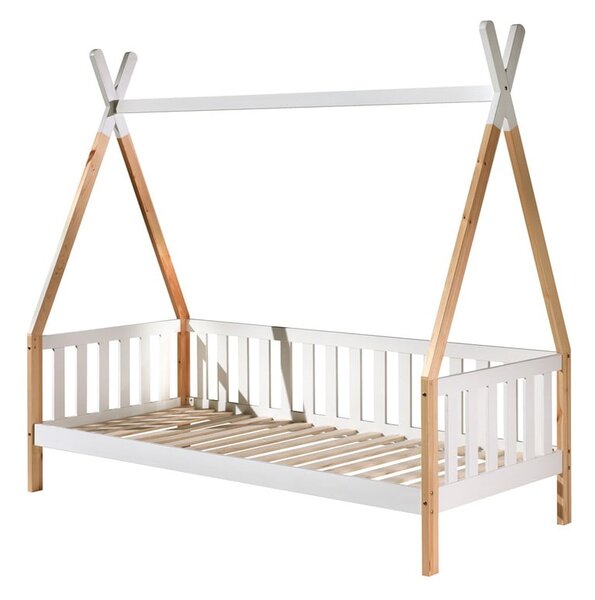 Bijeli dječji krevetić s ogradom Vipack Tipi, 90 x 200 cm