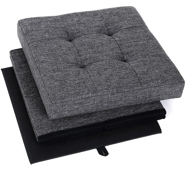 Sklopivi tabure s prostorom za odlaganje, 38 x 38 x 38 cm, tamno siva