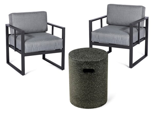 Set grafitno sivih vrtnih stolica Bellisima i crnog stola Loris, ø 35 cm