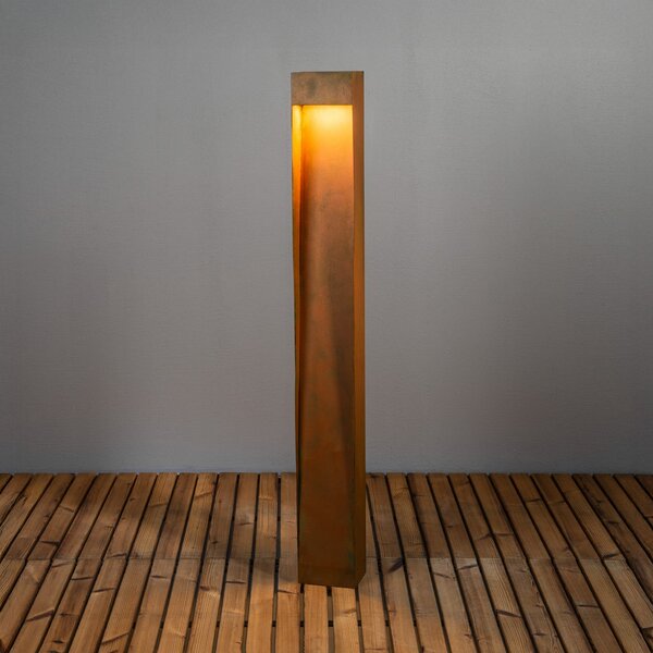 Konstsmide LED staza Rho, boja hrđe, visina 100 cm, metal, IP54, prigušiva, Smeđa / hrđa, Aluminij