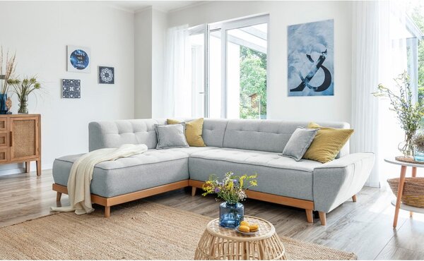 Svijetlo siva kutna garnitura na razvlačenje Miuform Dazzling Daisy L, lijevi kut