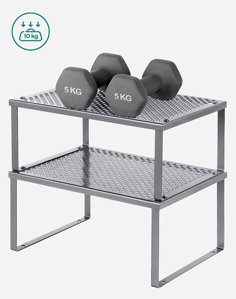 Kuhinjski stalak, organizator za začine, set od 2 komada 22,9 x 32,0 x 15,5 cm/21,8 x 32 x 13,7 cm, srebrni | SONGMICS