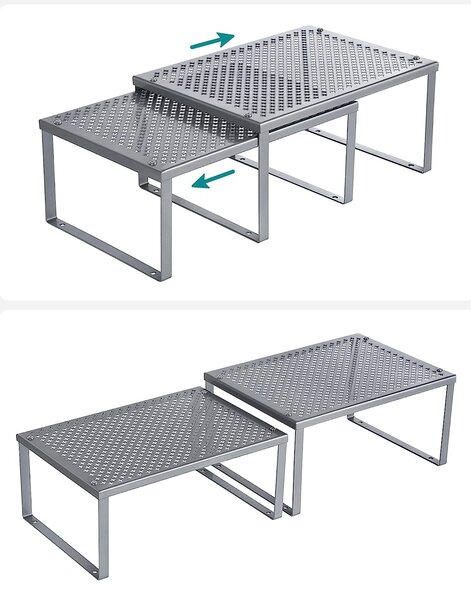Kuhinjski stalak, organizator za začine, set od 2 komada 22,9 x 32,0 x 15,5 cm/21,8 x 32 x 13,7 cm, srebrni | SONGMICS