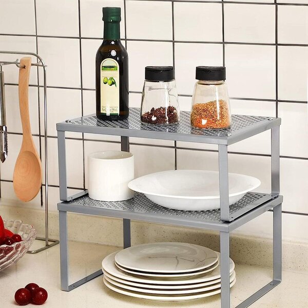 Kuhinjski stalak, organizator za začine, set od 2 komada 22,9 x 32,0 x 15,5 cm/21,8 x 32 x 13,7 cm, srebrni | SONGMICS