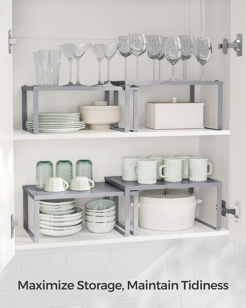 Kuhinjski stalak, organizator za začine, set od 2 komada 22,9 x 32,0 x 15,5 cm/21,8 x 32 x 13,7 cm, srebrni | SONGMICS