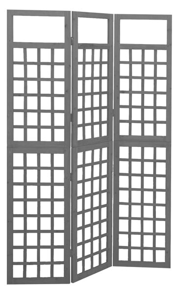 VidaXL Sobna pregrada / rešetka s 3 panela od jelovine 121x180 cm crna