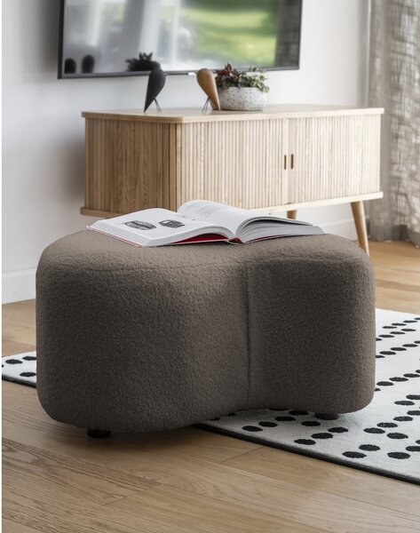 Smeđi tabure od bouclé tkanine Miuf – Miuform