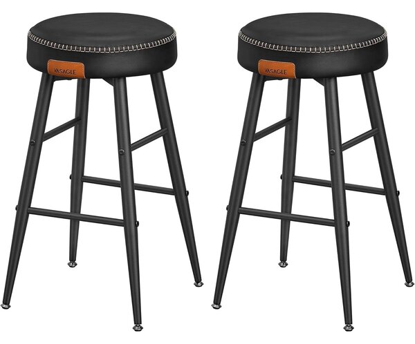 EKHO Set od 2 barske stolice, kuhinjske stolice, visine 63 cm, crne