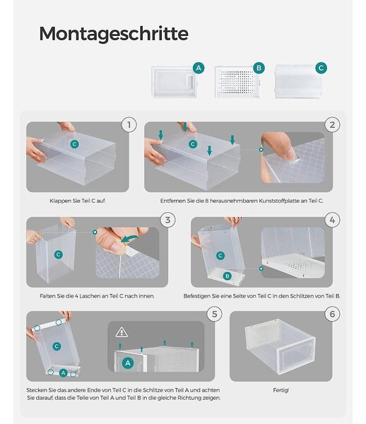 Set od 8 kutija za odlaganje cipela koje se mogu složiti, , prozirno-bijele | SONGMICS