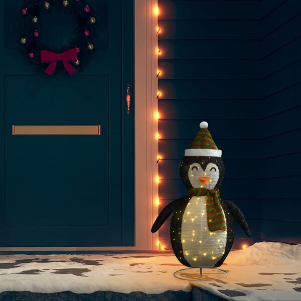 VidaXL Ukrasna božićna figura pingvina LED od luksuzne tkanine 90 cm