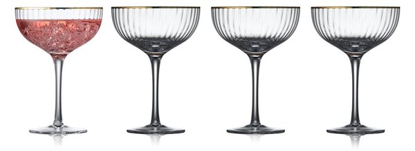 Set od 4 koktel čaše sa zlatnim rubom Lyngby Glas Palermo, 315 ml