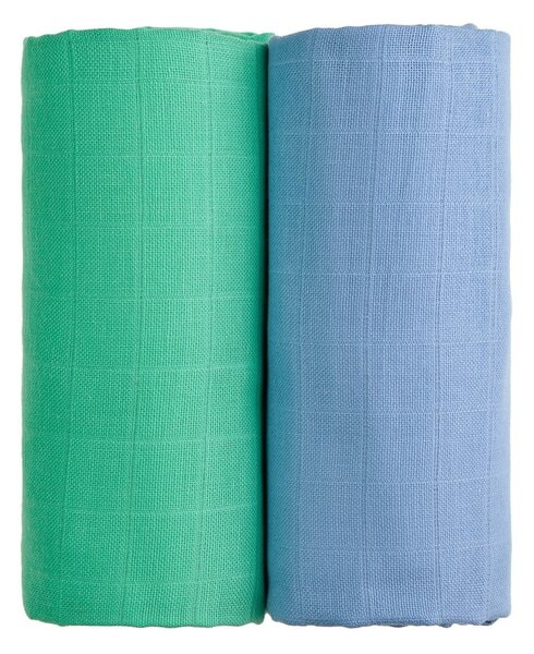 Set od 2 pamučna ručnika u zelenoj i plavoj T-TOMI Tetra, 90 x 100 cm
