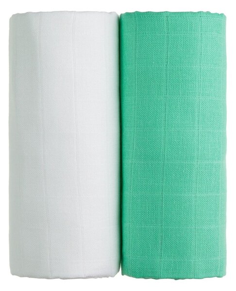 Set od 2 pamučna ručnika u bijeloj i zelenoj boji T-TOMI Tetra, 90 x 100 cm