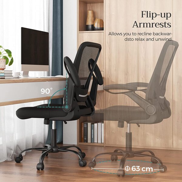 Uredska stolica sa sklopivim naslonima za ruke, ergonomska računalna stolica