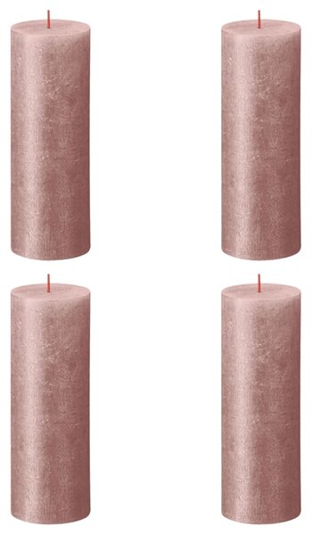 Bolsius rustične debele svijeće Shimmer 4 kom 190 x 68 mm ružičaste