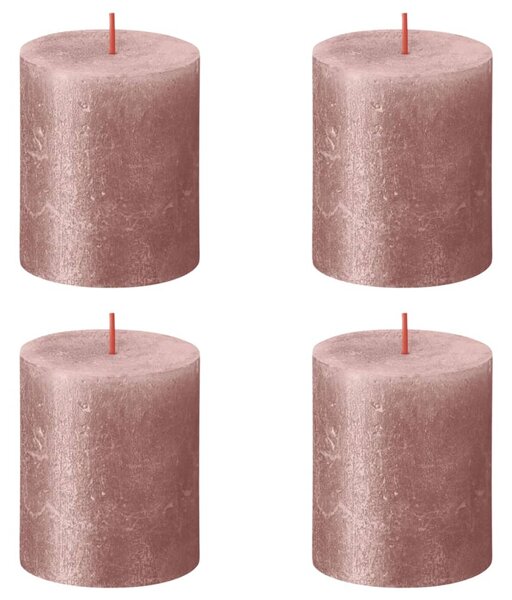 Bolsius rustične debele svijeće Shimmer 4 kom 80 x 68 mm ružičaste