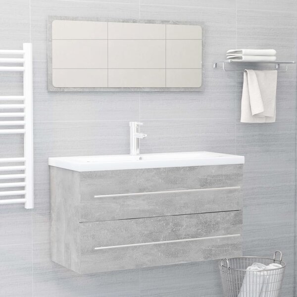 VidaXL 2-dijelni set kupaonskog namještaja od iverice siva boja betona