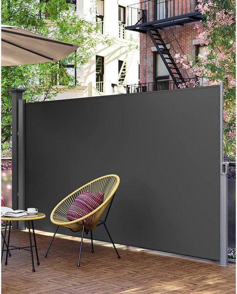 Bočna tenda, tenda za balkon, terasu, 160 x 400 cm, siva | SONGMICS
