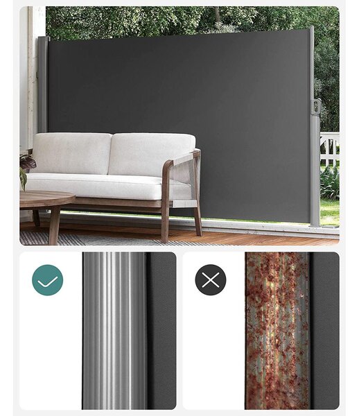 Bočna tenda, tenda za balkon, terasu, 160 x 400 cm, siva | SONGMICS